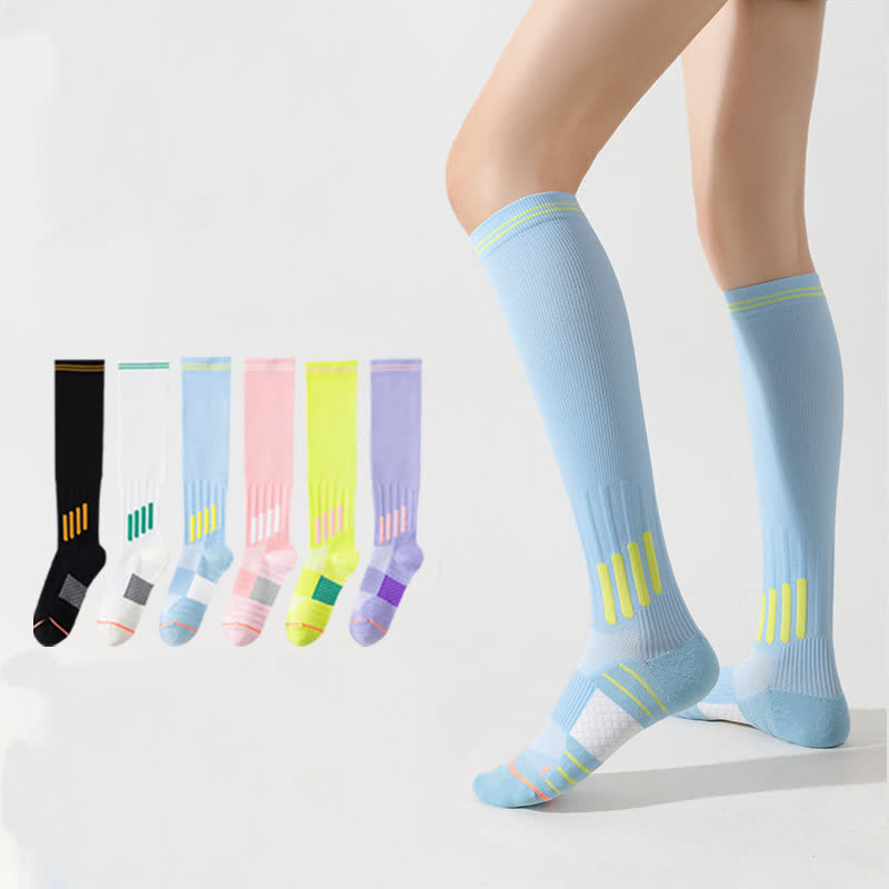Chaussettes de sport à rayures et à compression (6 paires)