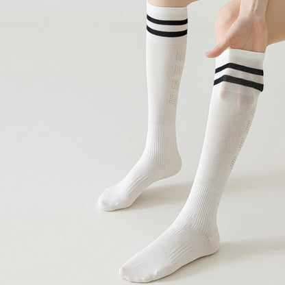 Chaussettes de compression hautes respirantes à rayures (5 paires)