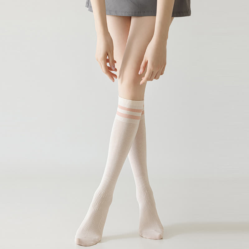 Chaussettes de compression hautes respirantes à rayures (5 paires)