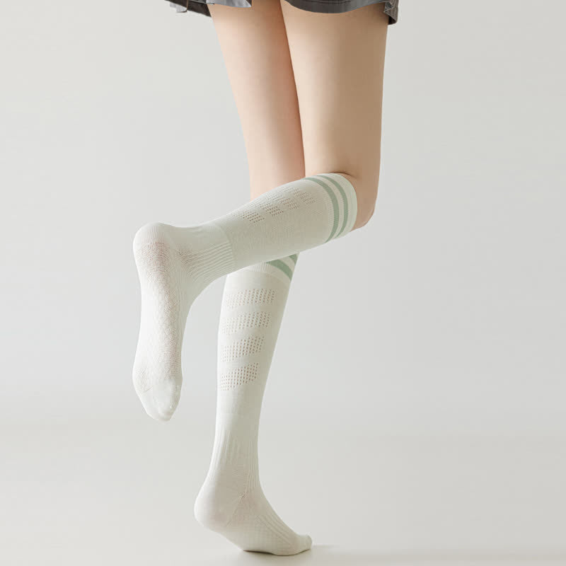 Chaussettes de compression hautes respirantes à rayures (5 paires)