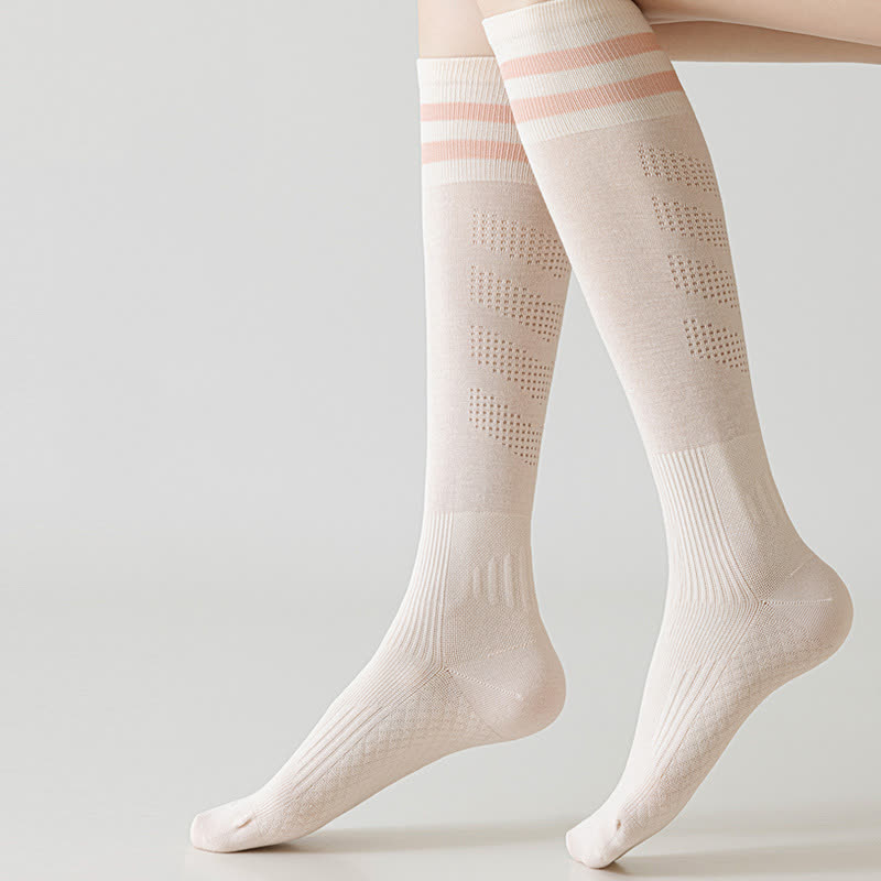 Chaussettes de compression hautes respirantes à rayures (5 paires)