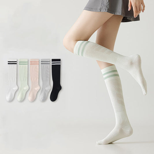 Chaussettes de compression hautes respirantes à rayures (5 paires) - Multicolore - EU36-40 (US3-7) - image 0
