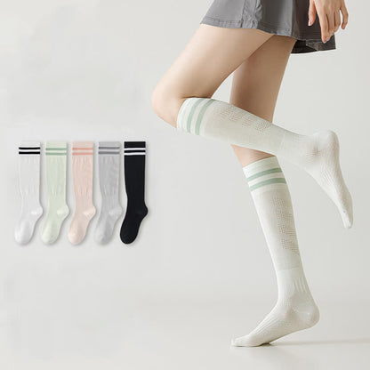 Chaussettes de compression hautes respirantes à rayures (5 paires)