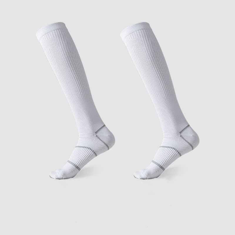 Chaussettes de sport de compression hautes de couleur unie (6 paires) - Blanc - EU36-45 (US3-11) - image 3