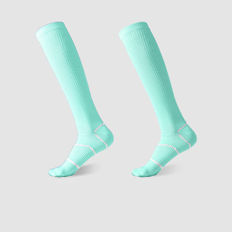 Chaussettes de sport de compression hautes de couleur unie (6 paires) - Vert - EU36-45 (US3-11) - image 8