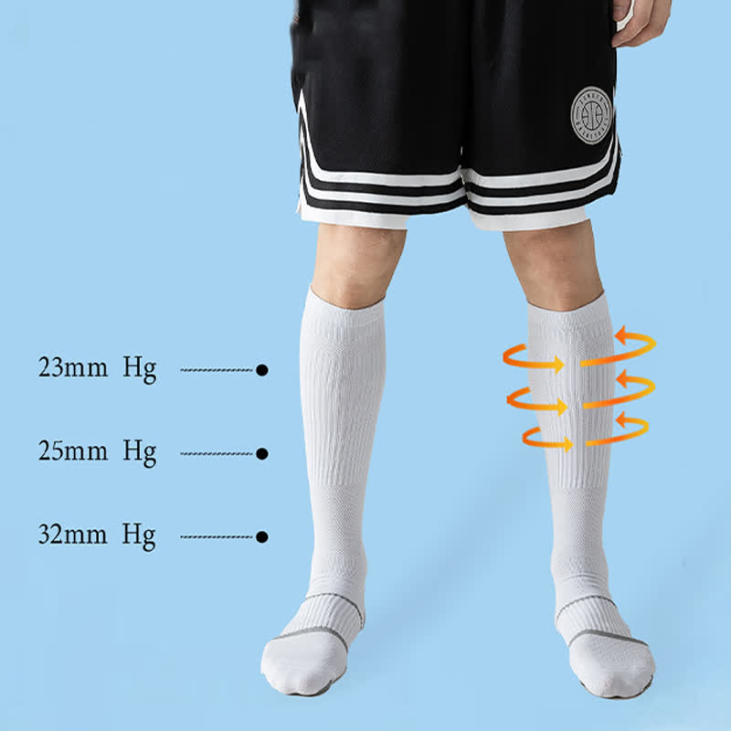 Chaussettes de sport de compression hautes de couleur unie (6 paires)