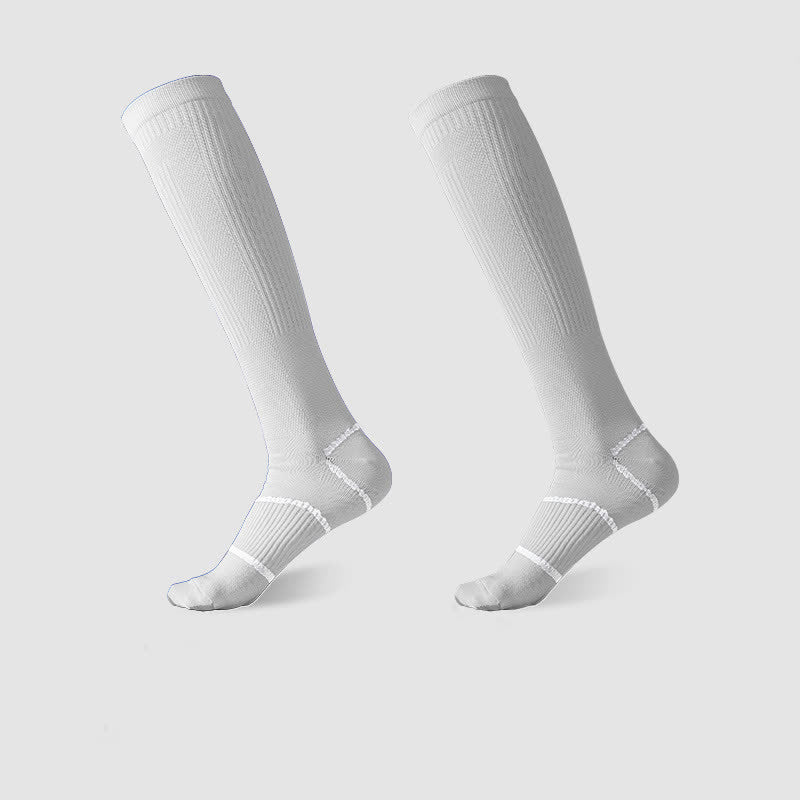 Chaussettes de sport de compression hautes de couleur unie (6 paires)