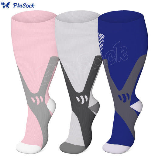 Chaussettes de compression roses grande taille (3 paires)