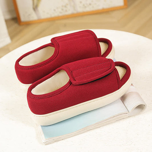 Chaussons antidérapants réglables grande taille à cou-de-pied haut - Rouge - EU42-43 (US8.5-9) - image 0