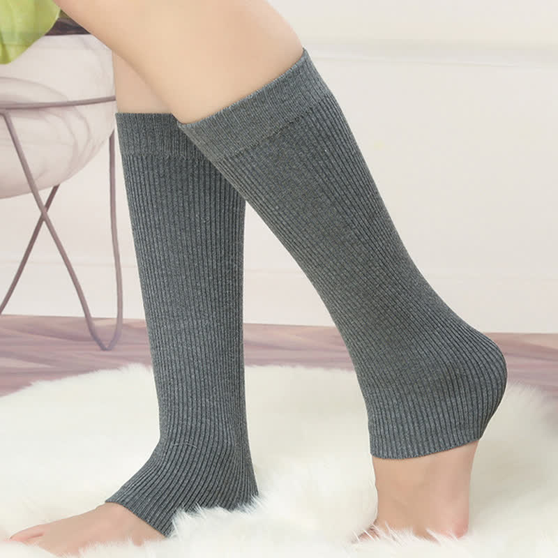 Manchons de mollet élastiques en coton de couleur unie (2 paires) - image 4