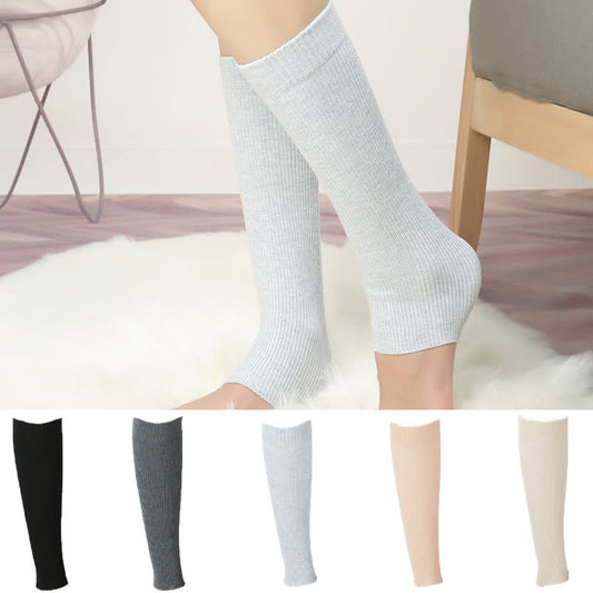 Manchons de mollet élastiques en coton de couleur unie (2 paires) - image 0