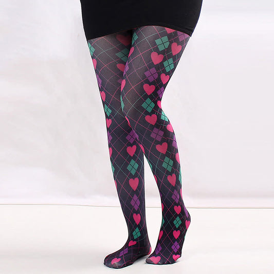 Collants à imprimé diamants vintage Love - UN - Une taille - image 1