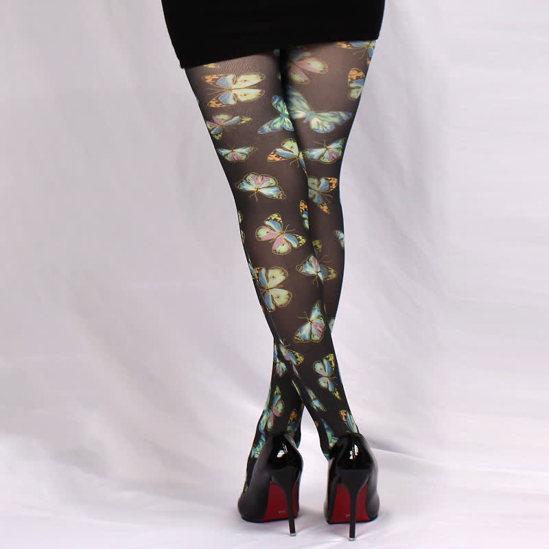 Collants à imprimé fleur et papillon - image 4