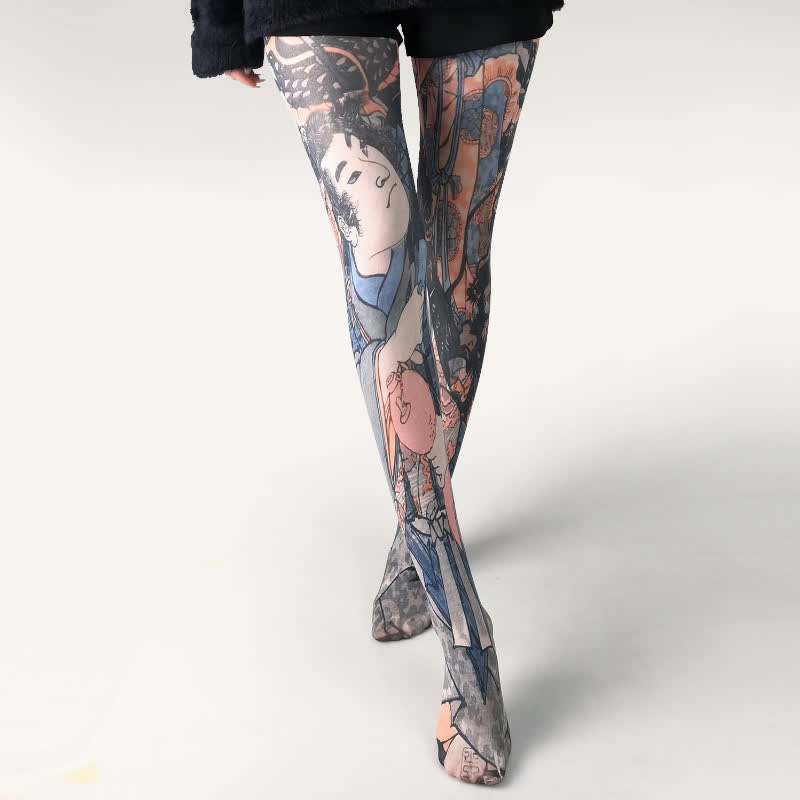 Collants blancs à imprimé floral papillon vintage - D - Une taille - image 4