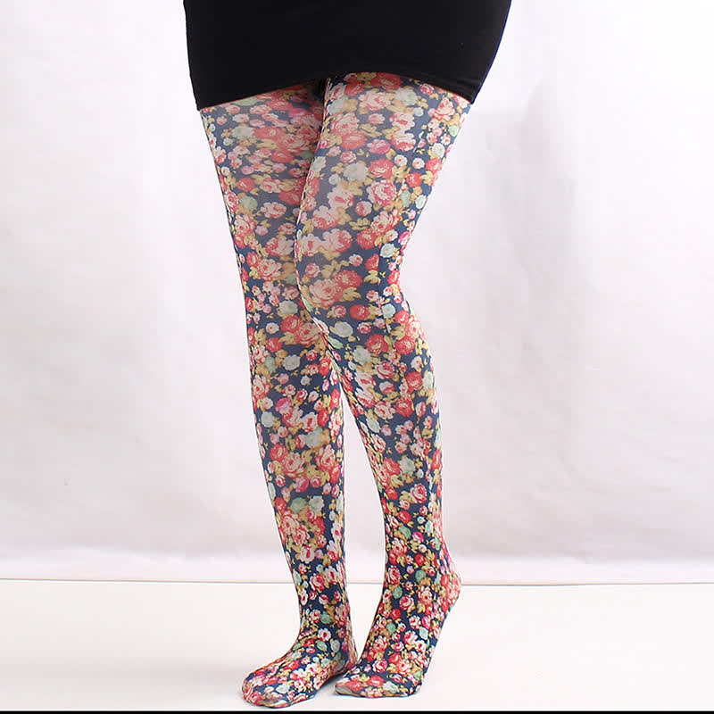 Collants vintage à imprimé floral et pois - C - Une taille - image 3