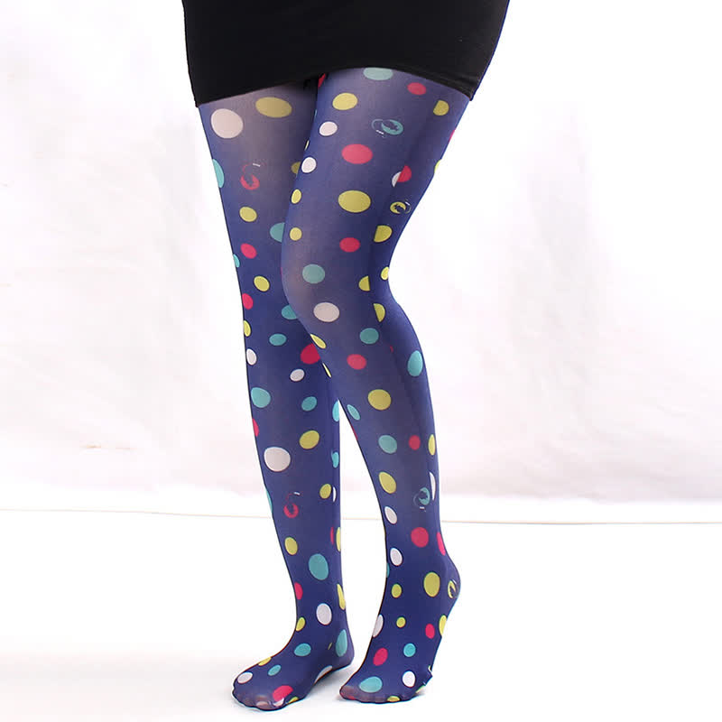 Collants vintage à imprimé floral et pois - D - Une taille - image 4