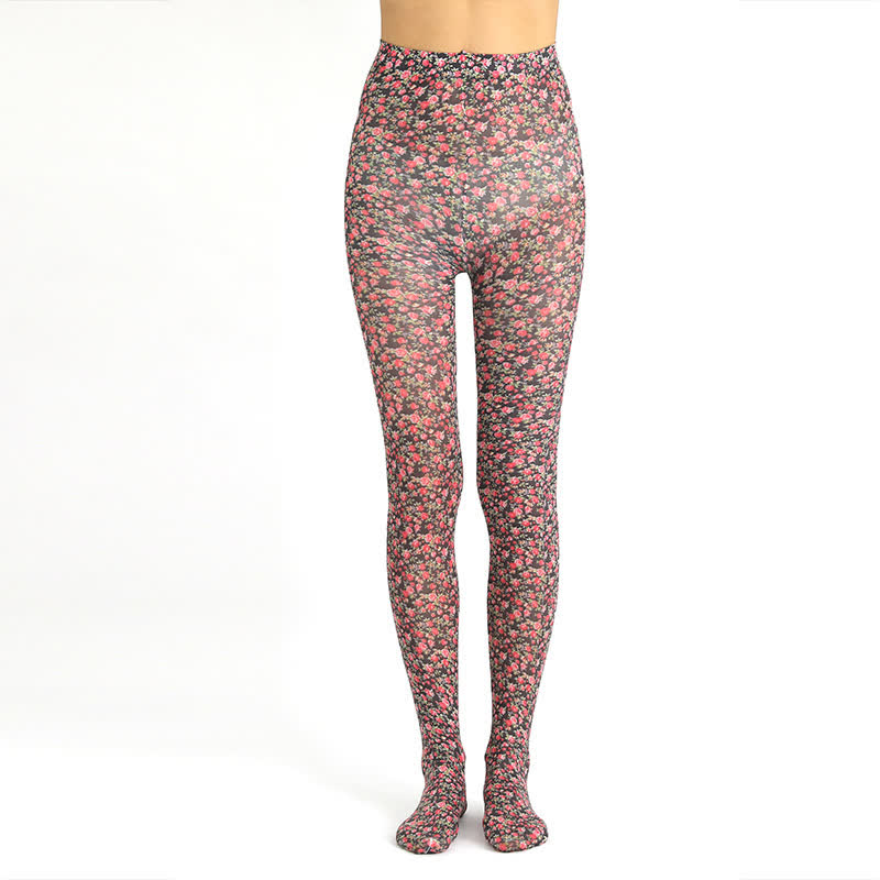 Collants vintage à imprimé léopard floral - B - Une taille - image 4
