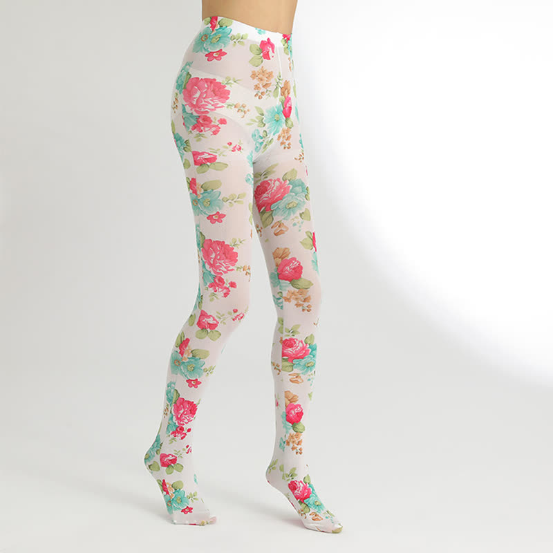 Collants vintage à imprimé léopard floral - D - Une taille - image 10