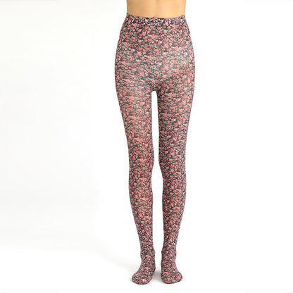 Collants vintage à imprimé léopard floral - B - Une taille - image 5