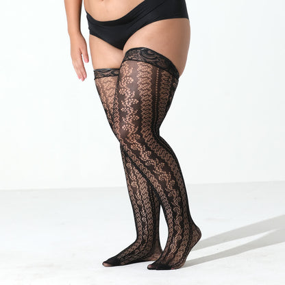 Bas résille jacquard à bordure en dentelle (2 paires)