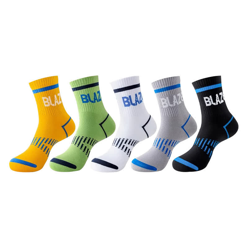 Chaussettes de compression de sport à imprimé lettre (5 paires) - Multicolore - EU38-45 (US5-11) - image 2
