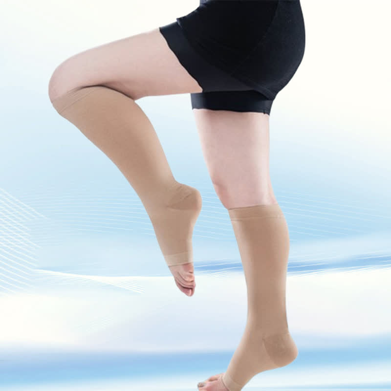 Chaussettes de compression médicales à bout ouvert grande taille (30-40 mmHg) - Nu - 5XL - image 3