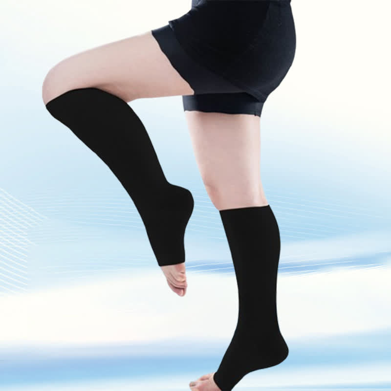 Chaussettes de compression médicales à bout ouvert grande taille (30-40 mmHg) - Noir - 5XL - image 0