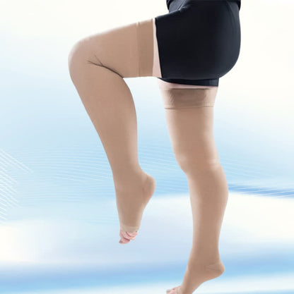 Chaussettes de compression médicales à bout ouvert, grande taille (30-40 mmHg)