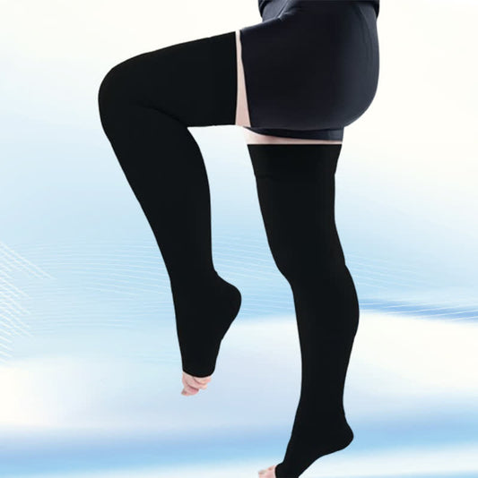 Chaussettes de compression médicales à bout ouvert, grande taille (30-40 mmHg) - Noir - 5XL - image 0
