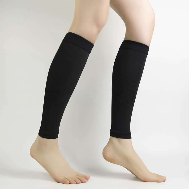 Manchons de compression pour mollets de sport de couleur unie - Noir - XL - image 1