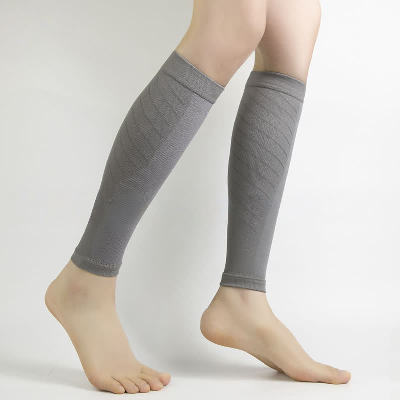 Manchons de compression pour mollets de sport de couleur unie - Gris - XL - image 10