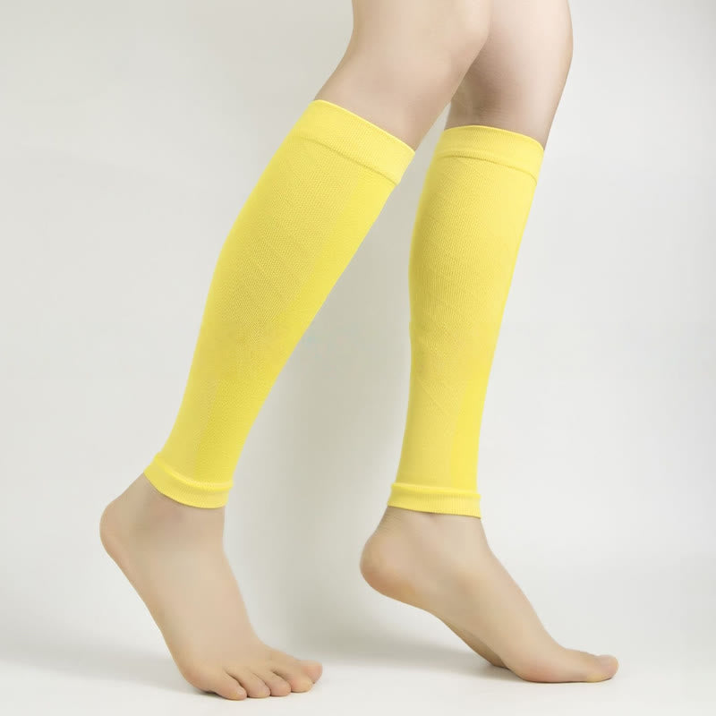 Manchons de compression pour mollets de sport de couleur unie - Jaune - XL - image 6