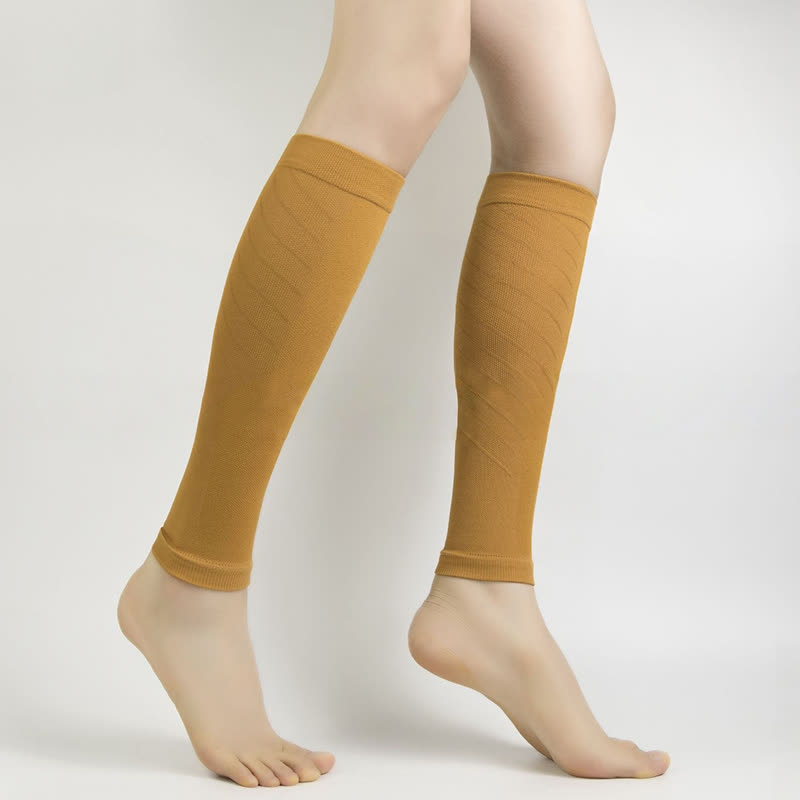 Manchons de compression pour mollets de couleur unie - Chameau - XL - image 10