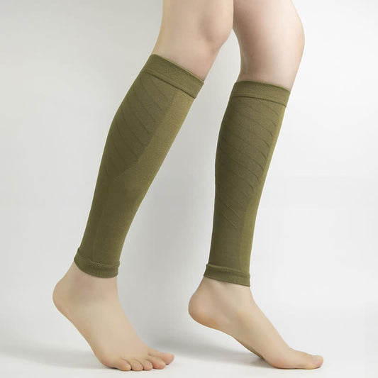 Manchons de compression pour mollets de couleur unie - Vert olive - XL - image 0
