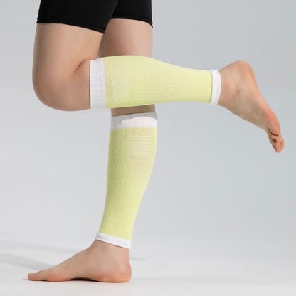 Manchons de compression pour mollets de sport à bordure contrastée - Jaune clair - Taille unique - image 1
