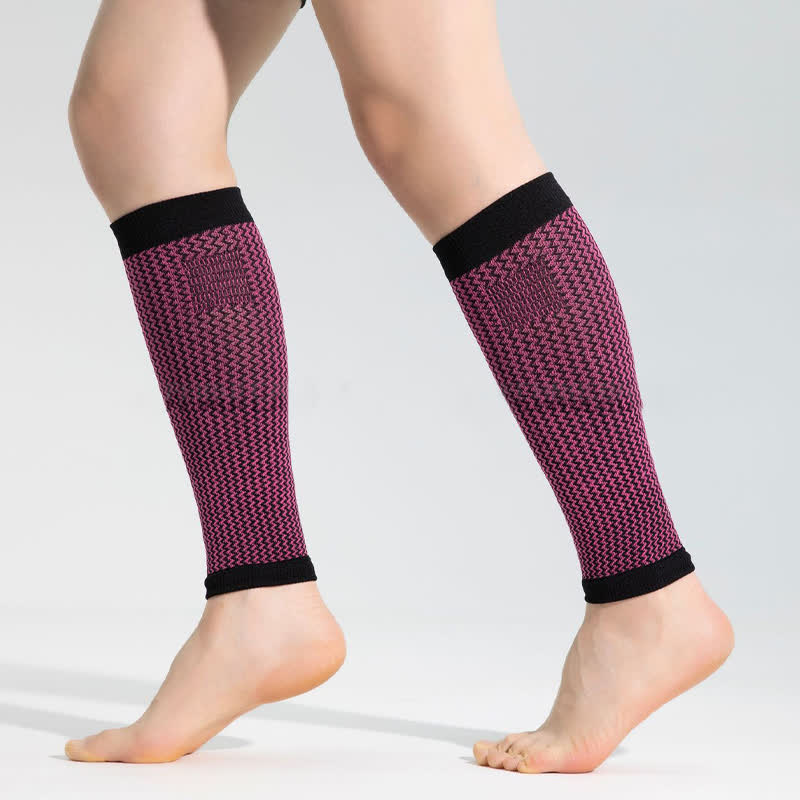 Manchons de compression pour mollets de sport à bordure contrastée - Noir et rose - Taille unique - image 6