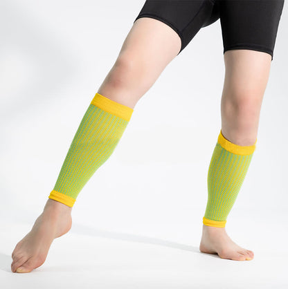 Manchons de compression pour mollets de sport à bordure contrastée - Jaune et vert - Taille unique - image 10