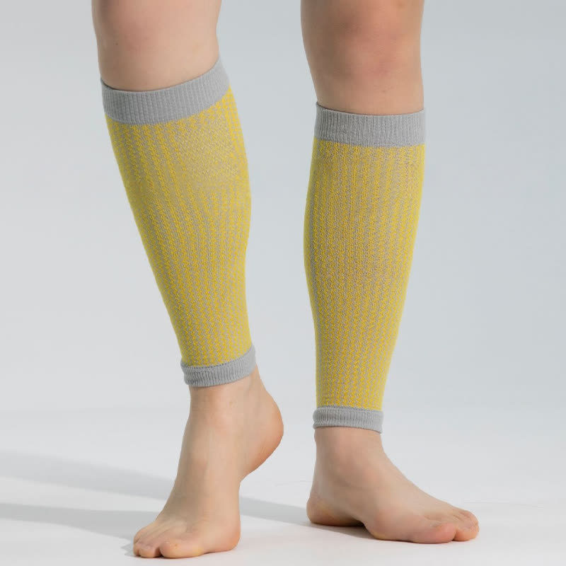 Manchons de compression pour mollets de sport à bordure contrastée - Jaune et gris - Taille unique - image 15