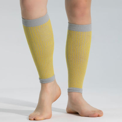 Manchons de compression pour mollets de sport à bordure contrastée - Jaune et gris - Taille unique - image 15