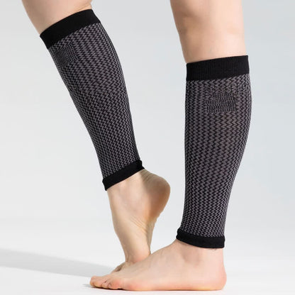 Manchons de compression pour mollets de sport à bordure contrastée - Noir et gris - Taille unique - image 4