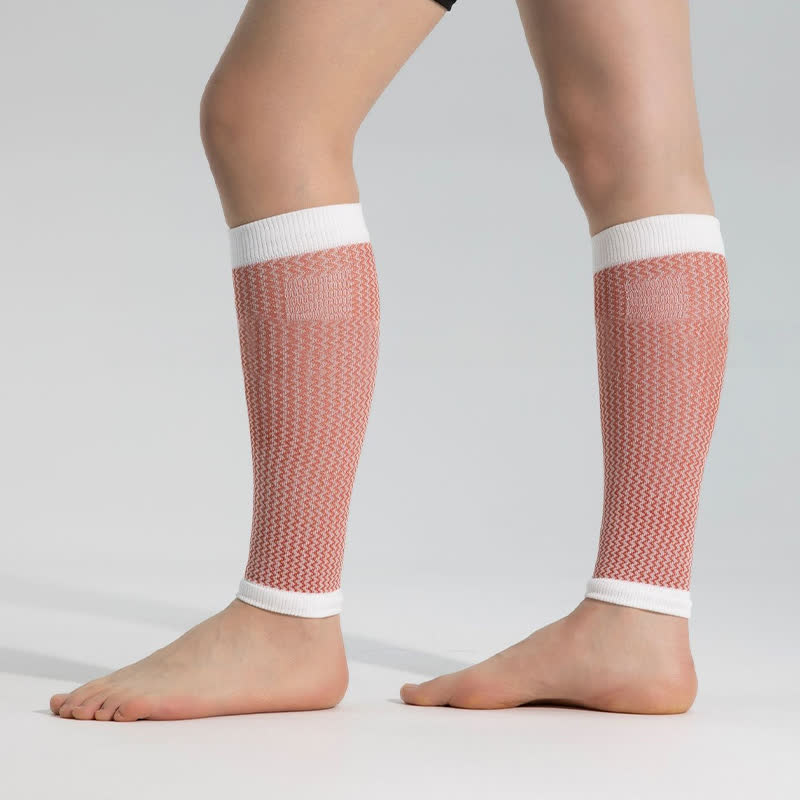 Manchons de compression pour mollets de sport à bordure contrastée - Brun - Taille unique - image 2