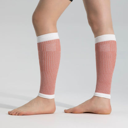 Manchons de compression pour mollets de sport à bordure contrastée - Brun - Taille unique - image 2