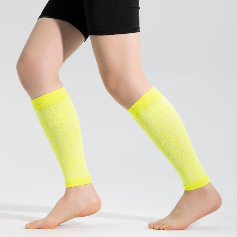 Manchons de compression pour mollets de sport à bordure contrastée - Jaune - Taille unique - image 9