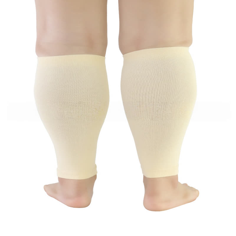 Manchons de compression pour mollets de couleur unie grande taille - Beige - 5XL - image 10