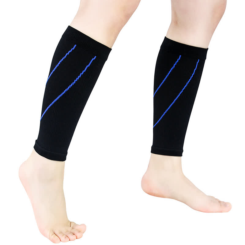 Manchons de compression pour mollets à rayures contrastées - Noir et bleu - XL - image 5