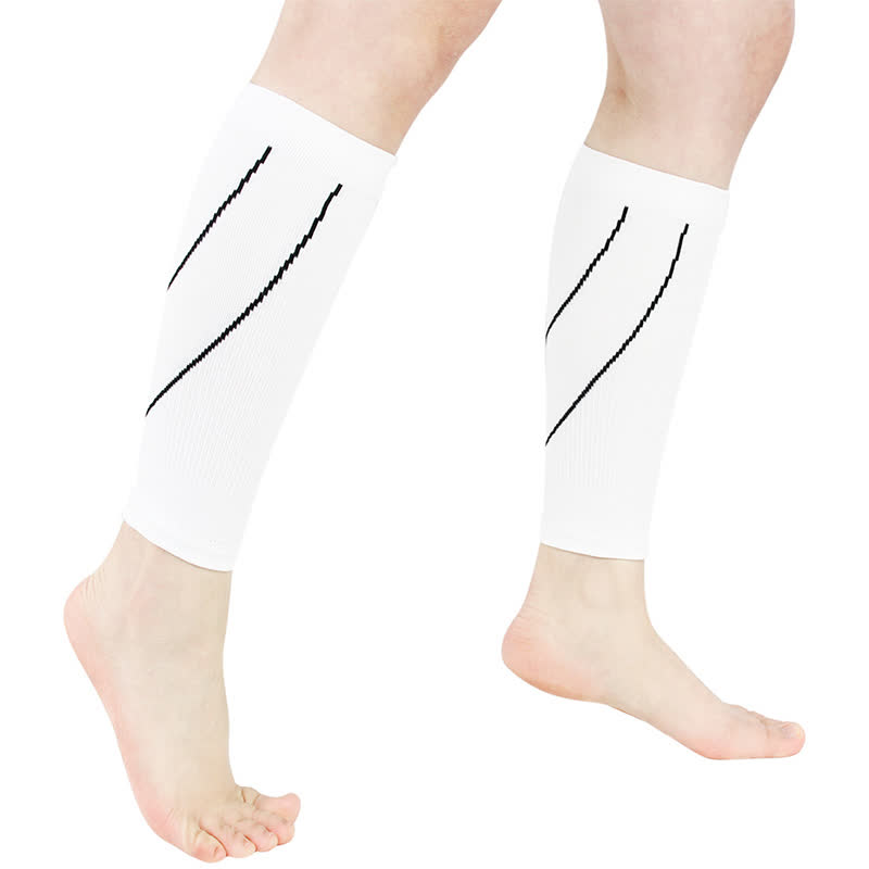 Manchons de compression pour mollets à rayures contrastées - Blanc et noir - XL - image 6