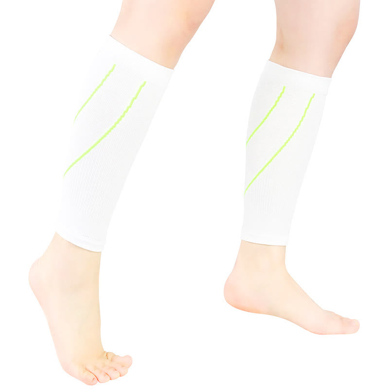 Manchons de compression pour mollets à rayures contrastées - Blanc et vert - XL - image 8