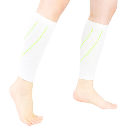 Manchons de compression pour mollets à rayures contrastées - Blanc et vert - XL - image 8