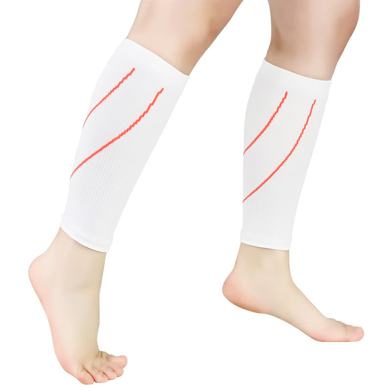 Manchons de compression pour mollets à rayures contrastées - Blanc et orange - XL - image 9