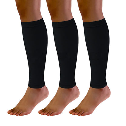 Manchons de compression pour mollets de football de couleur unie (3 paires) - Noir - XL - image 1